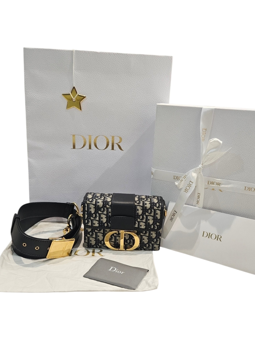 Christian Dior Oblique Jacquard 30 Montaigne Box Bag Navy "Excellent Condition " - Picture 3 of 12